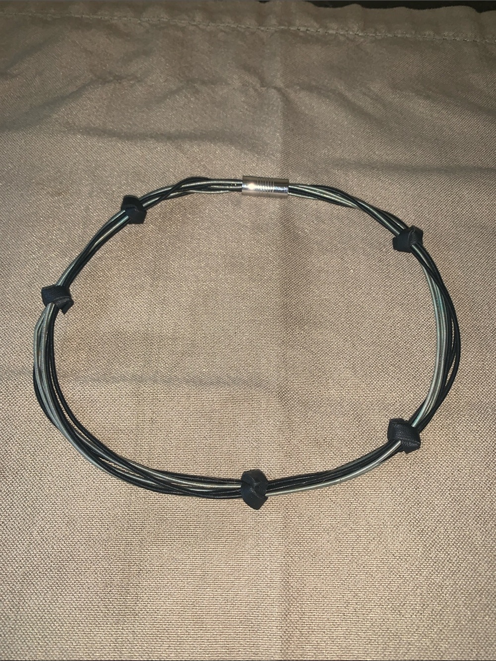 Sea lily Multi-Strand Black leather Knot Necklace with Magnetic Clasp